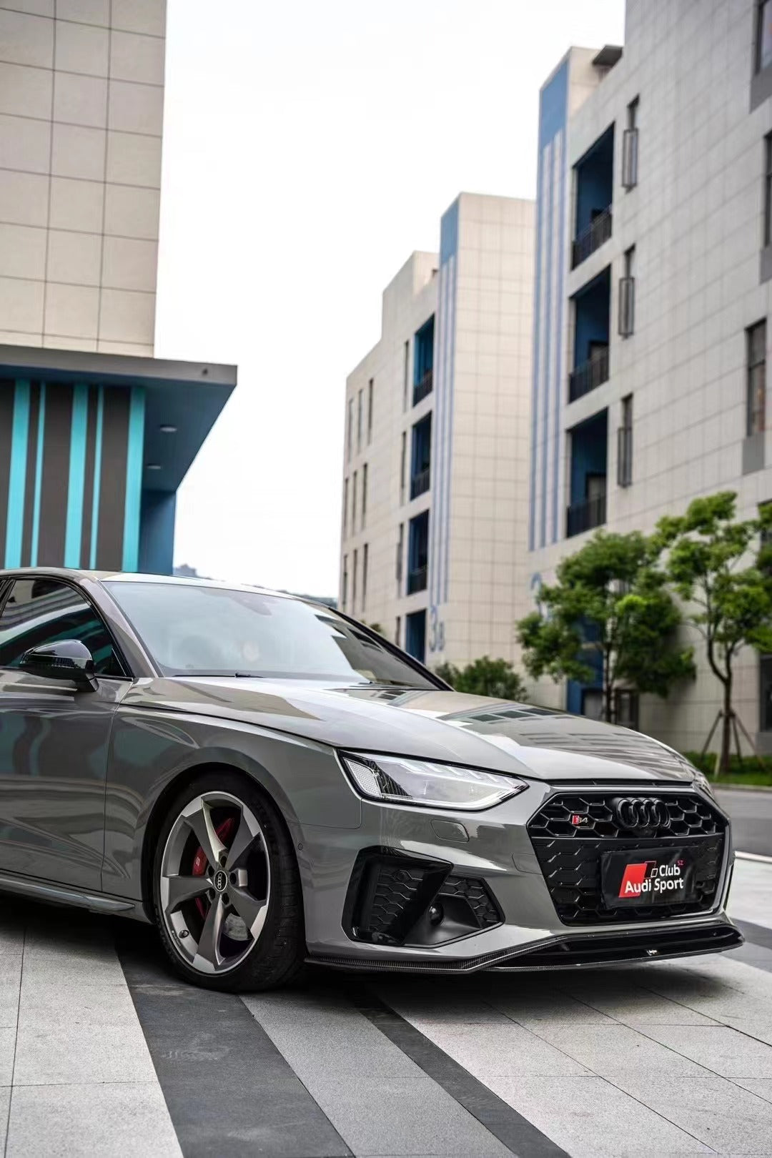 Audi S4 / A4 (with S-line bumper) B9.5 2020 2021 2022 2023 2024 with Aftermarket Parts - V2 Front Lip Pre-preg Carbon Fiber from BCTXE Tuning
