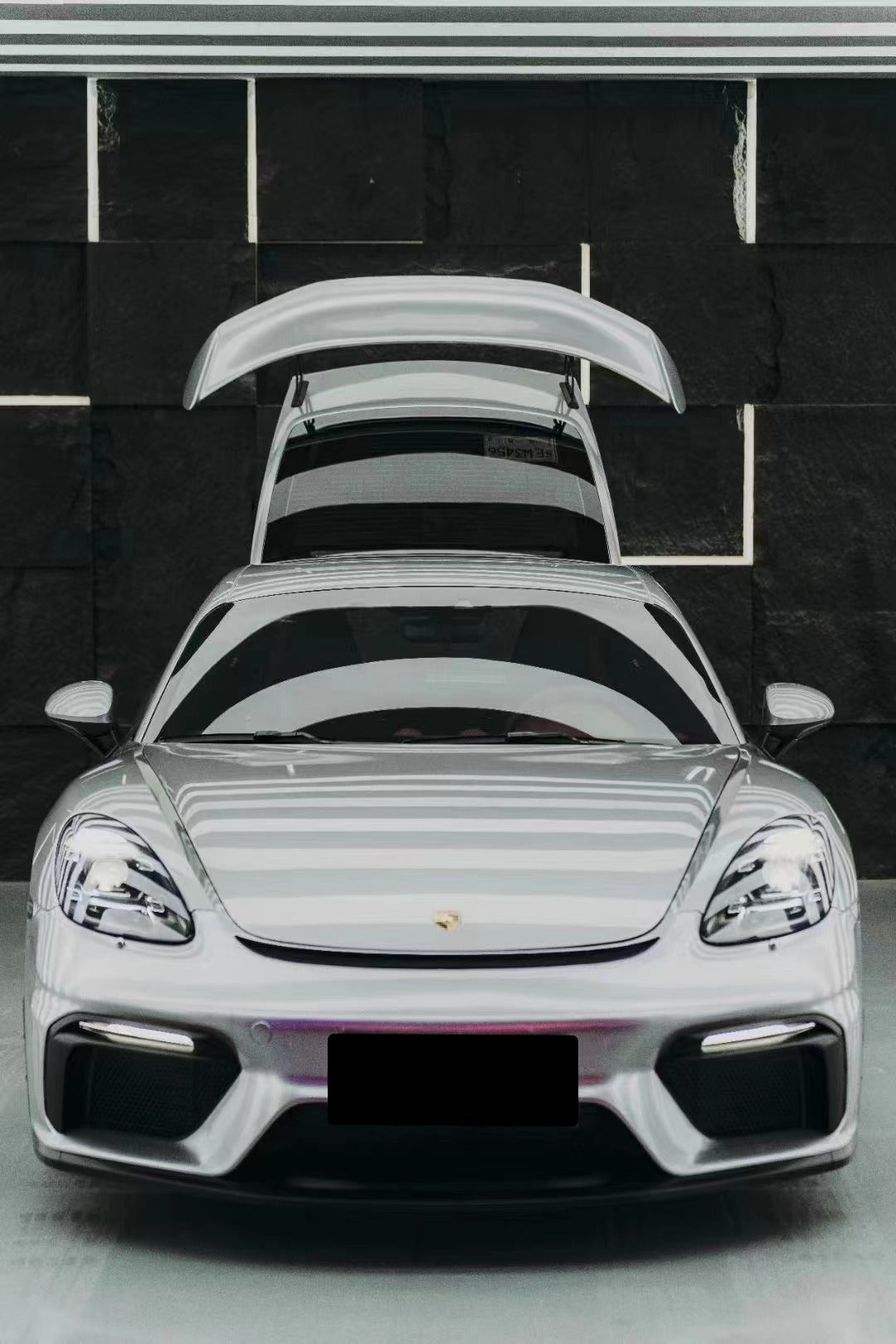 Porsche 718 982 Cayman & Boxster (Base / T / S / GTS / GT4 / Spyder) 2017 2018 2019 2020 2021 2022 2023 2024 2025 with Aftermarket Parts - GT4RS Conversion Style PP Front Bumper & Lip & Valances (with & without GT4 Logo) PP Polypropylene / Dry Pre-preg Carbon Fiber from Dupont Tech