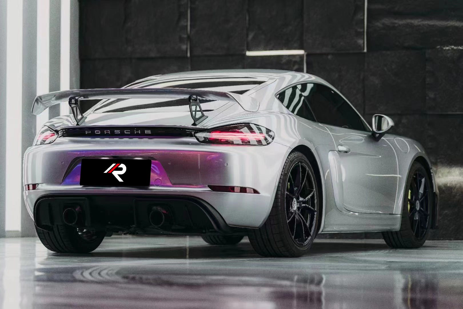 Porsche 718 Boxster Cayman Base S T GTS with Aftermarket Parts - GT4RS Style Rear Diffuser (Exhaust Tips Included)?PP?from Aero Republic