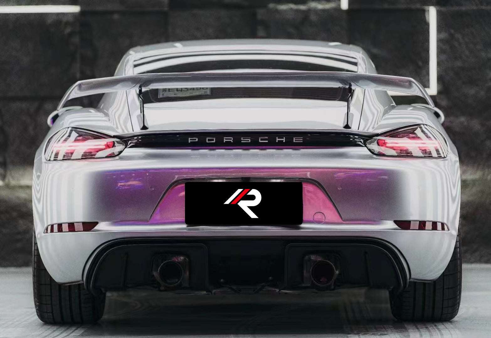 Porsche 718 Boxster Cayman Base S T GTS with Aftermarket Parts - GT4RS Style Rear Diffuser (Exhaust Tips Included)?PP?from Aero Republic