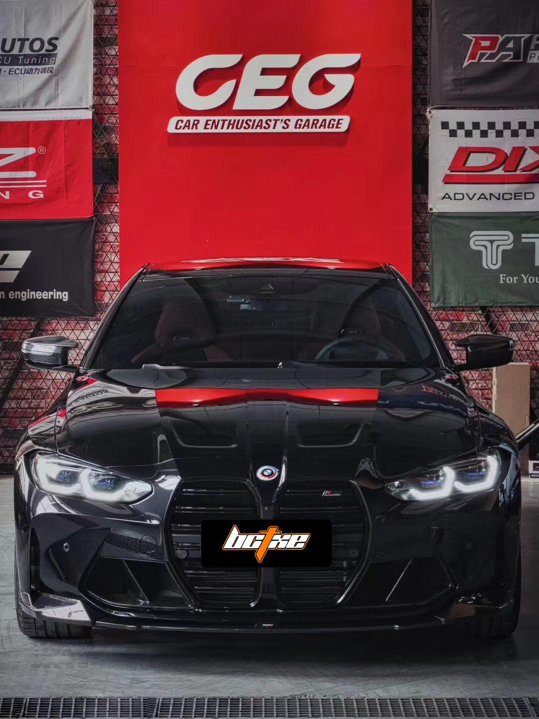 BMW M3 G80 G81 & M4 G82 G83 2021 2022 2023 2024 with Aftermarket Parts - V2 Style Front Lip Pre-preg Carbon Fiber from BCTXE Tuning