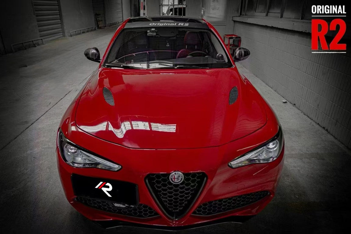 Alfa Romeo Giulia Quadrifoglio Sport Veloce Ti Sprint RWD AWD Lusso Base 2017 2018 2019 2020 2021 with Aftermarket Parts - Hood Dry Pre-preg Carbon Fiber from Aero Republic