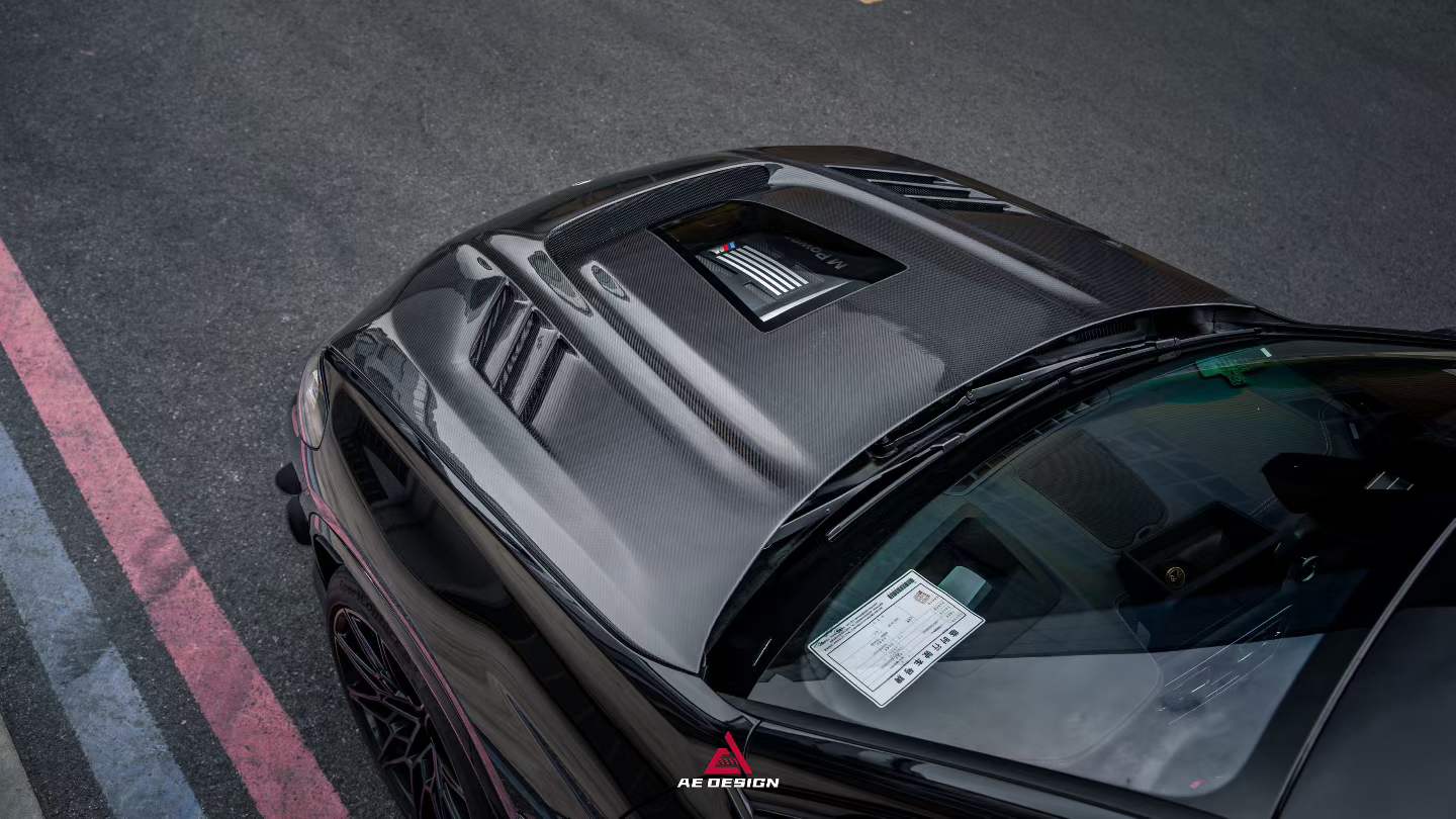 BMW X3 G01 & X3M X3MC F97 (Fits Both Pre-LCI & LCI) 2019 2020 2021 2022 2023 2024 & X4 G02 & X4M X4MC F98 (Fits Both Pre-LCI & LCI) 2019 2020 2021 2022 2023 2024 2025 with Aftermarket Parts ART Vented Transparent Glass V2 Hood Bonnet Dry Pre-preg Carbon Fiber from ArmorExtend