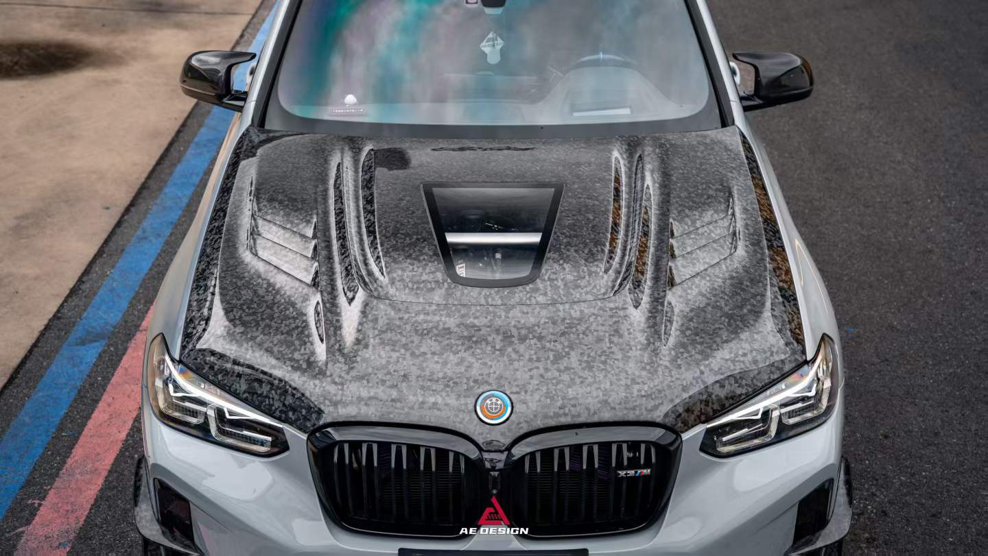 BMW X3 G01 & X3M X3MC F97 (Fits Both Pre-LCI & LCI) 2019 2020 2021 2022 2023 2024 & X4 G02 & X4M X4MC F98 (Fits Both Pre-LCI & LCI) 2019 2020 2021 2022 2023 2024 2025 with Aftermarket Parts ART Vented Transparent Glass V2 Hood Bonnet Dry Pre-preg Carbon Fiber from ArmorExtend