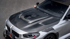 BMW M2 M2CS G87 2023-ON & 2 Series 230i M240i G42 2022-ON with Aftermarket Parts - ART Vented Transparent Glass V2 Style Hood Bonnet Double-sided Dry Pre-preg Carbon Fiber from ArmorExtend