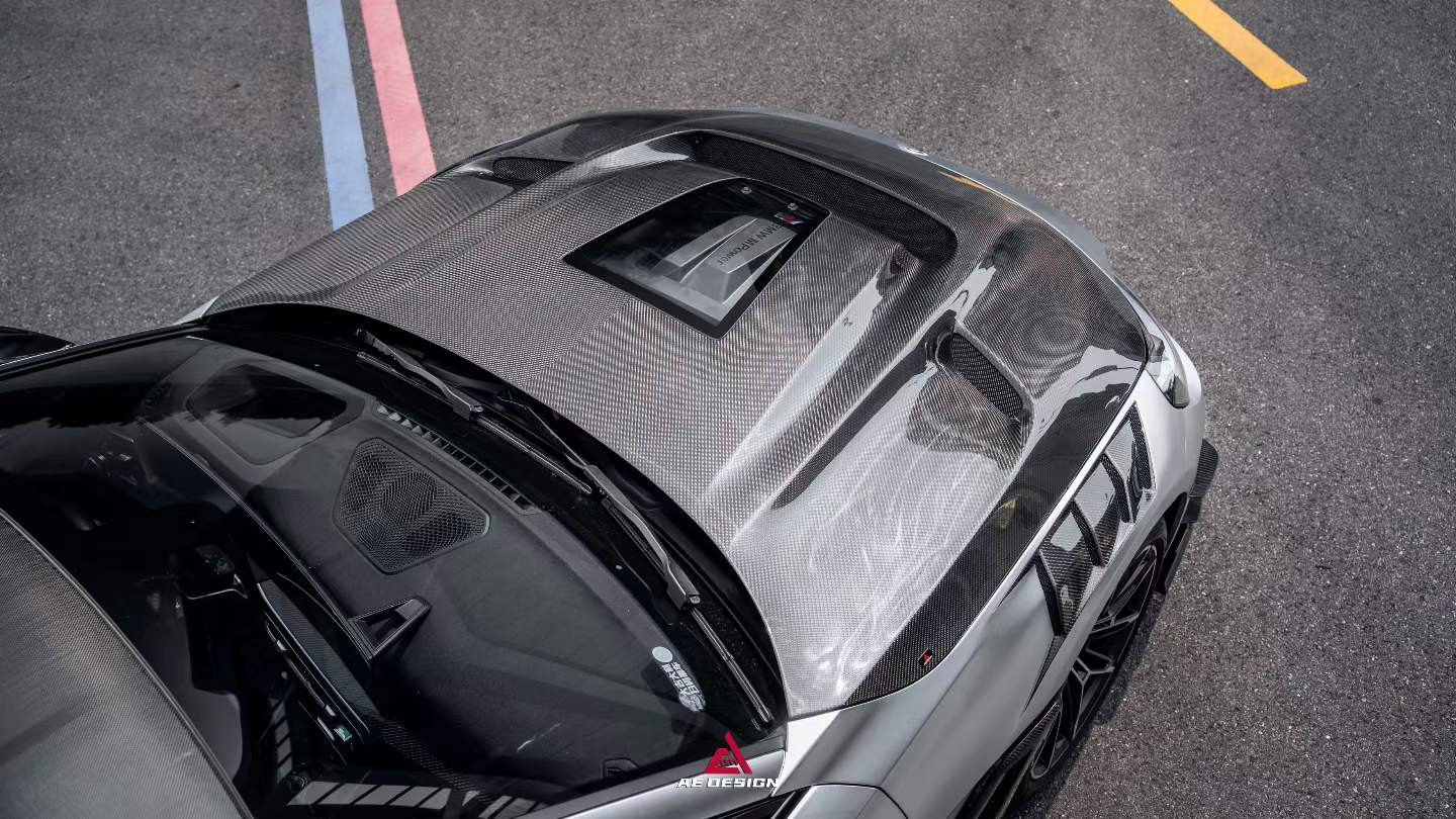 BMW M2 M2CS G87 2023-ON & 2 Series 230i M240i G42 2022-ON with Aftermarket Parts - ART Vented Transparent Glass V2 Style Hood Bonnet Double-sided Dry Pre-preg Carbon Fiber from ArmorExtend