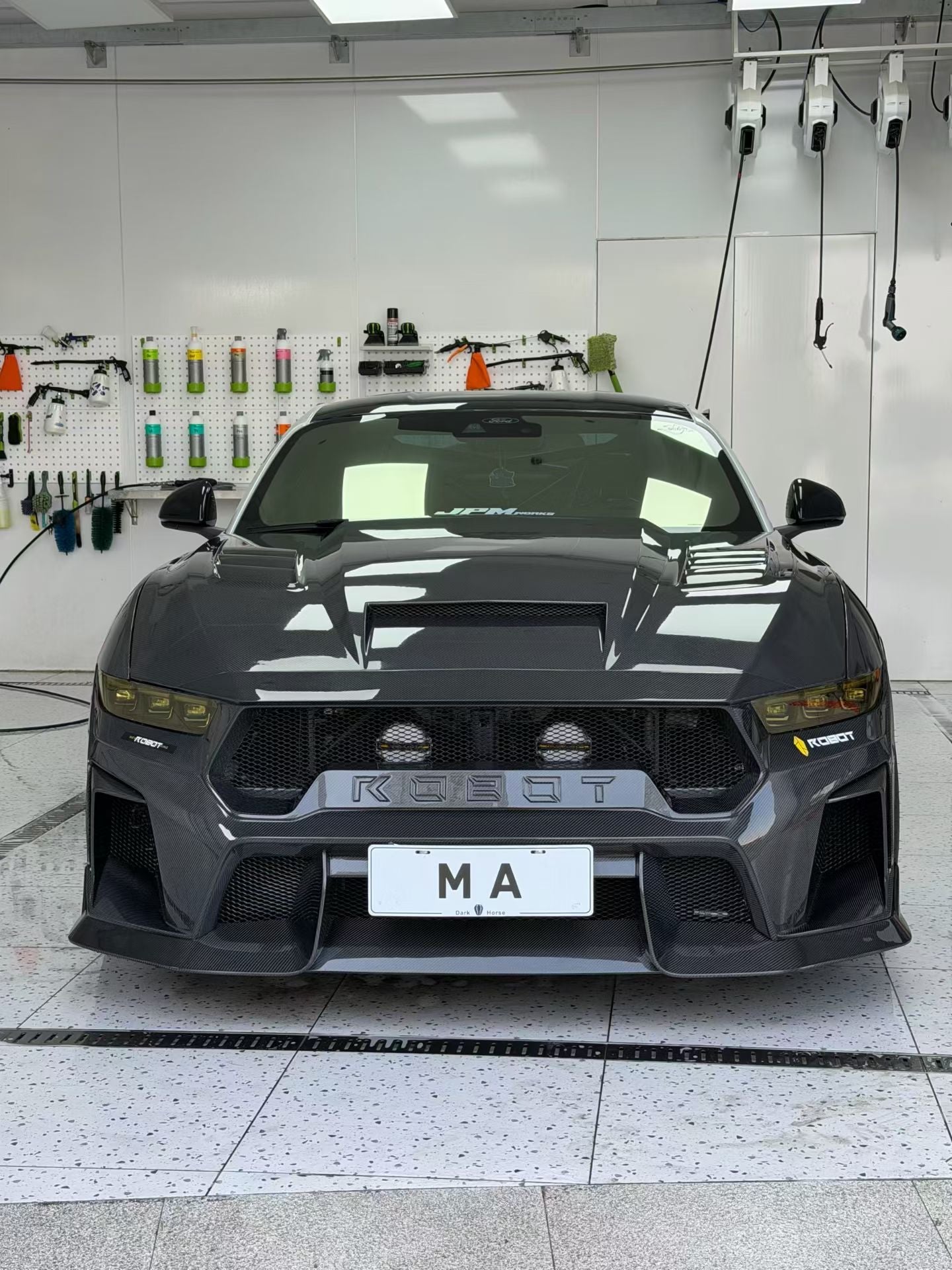 Ford Mustang S650 2.3 Ecoboost 5.0 GT Dark Horse 2024-ON with Aftermarket Parts - DARKSTAR Front Bumper & Lip Carbon Fiber / FRP from Robot Craftsman