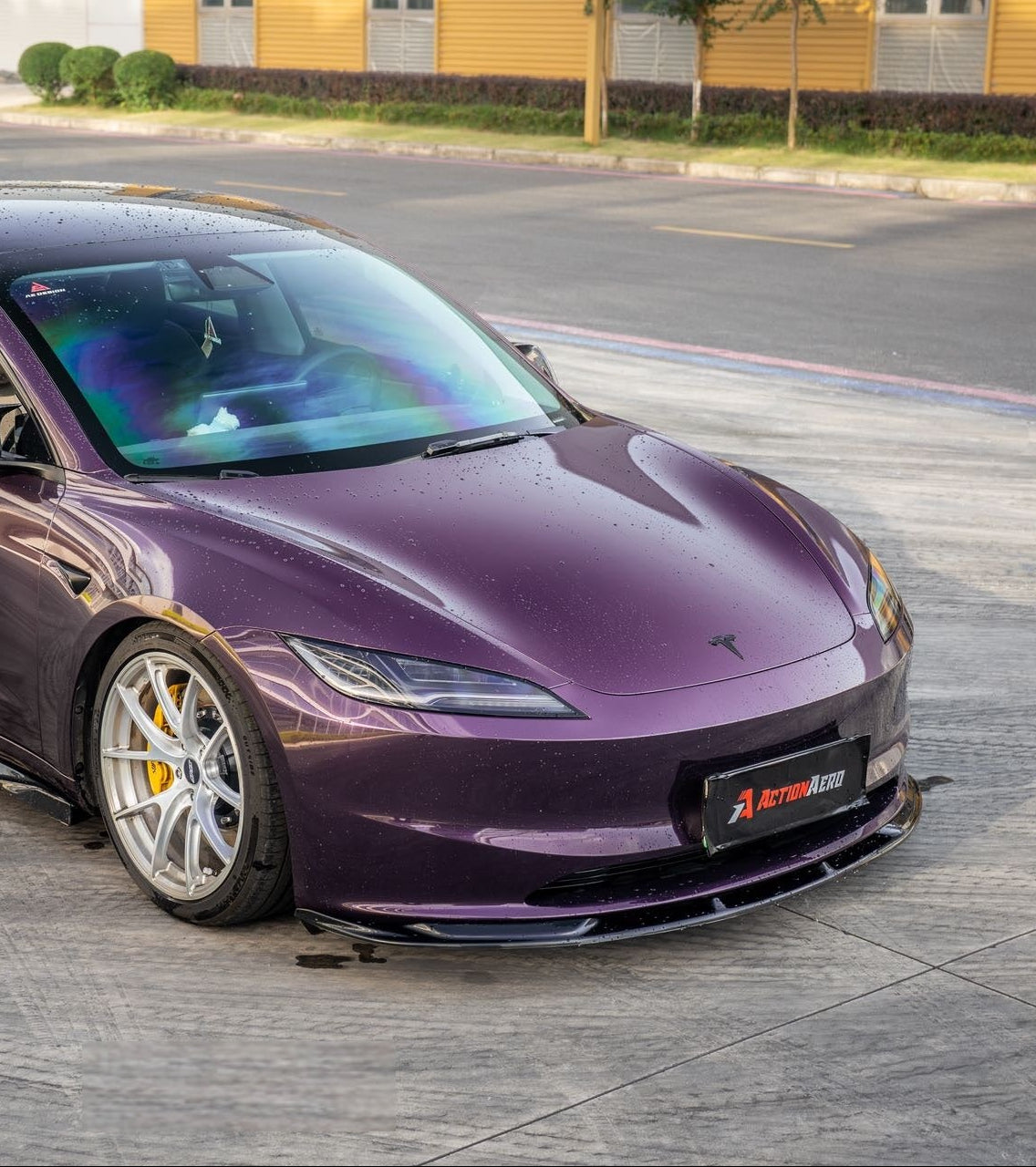 Tesla Model 3 Highland 2024-ON with Aftermarket Parts - Action Aero Series Front Lip & Splitter ABS from ArmorExtend