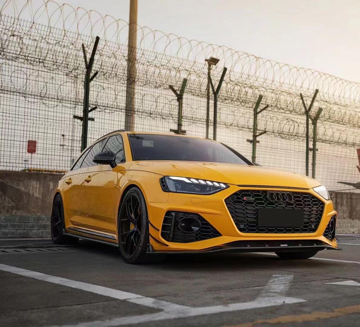 Audi RS4 B9.5 2020 2021 2022 2023 2024 with Aftermarket Parts - Front Canards Pre-preg Carbon Fiber from Karbel Carbon