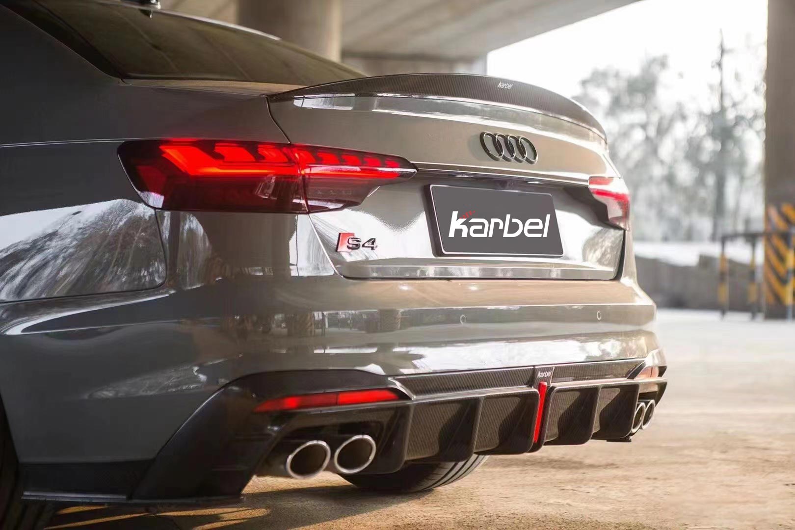 Karbel Carbon Dry Carbon Fiber Rear Diffuser Ver.1 with Brake Light for Audi S4 2020-ON B9.5