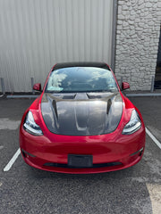 Tesla Model Y Performance AWD Long Range RWD Standard 2020 2021 2023 2024 with Aftermarket Parts - "CRYPTON" Hood Carbon Fiber / FRP from Robot Craftsman