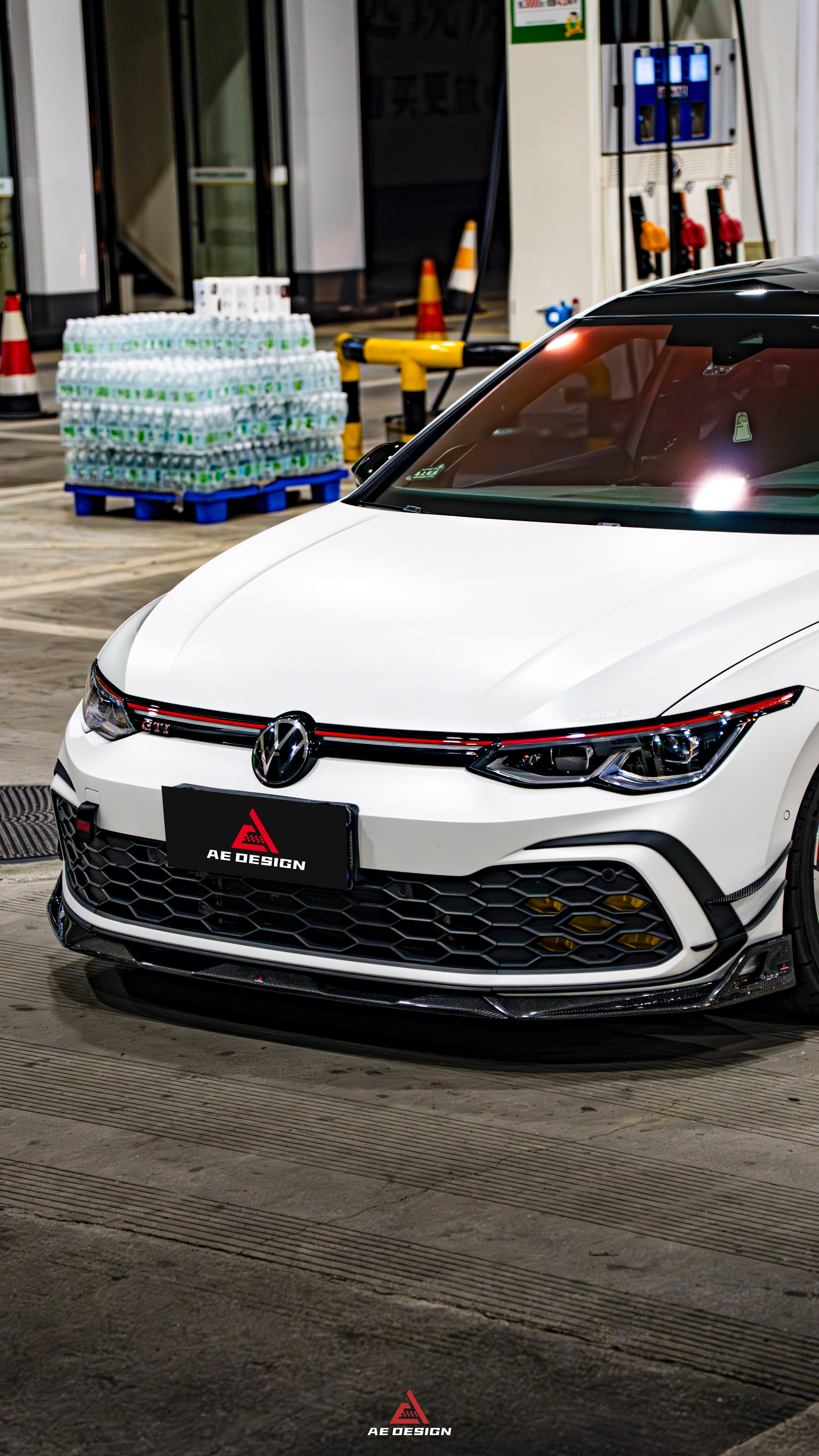 Volkswagen GTI & R-line MK8 2022 2023 2024 with Aftermarket Parts - AE Style Front Lip?Carbon Fiber?from ArmorExtend