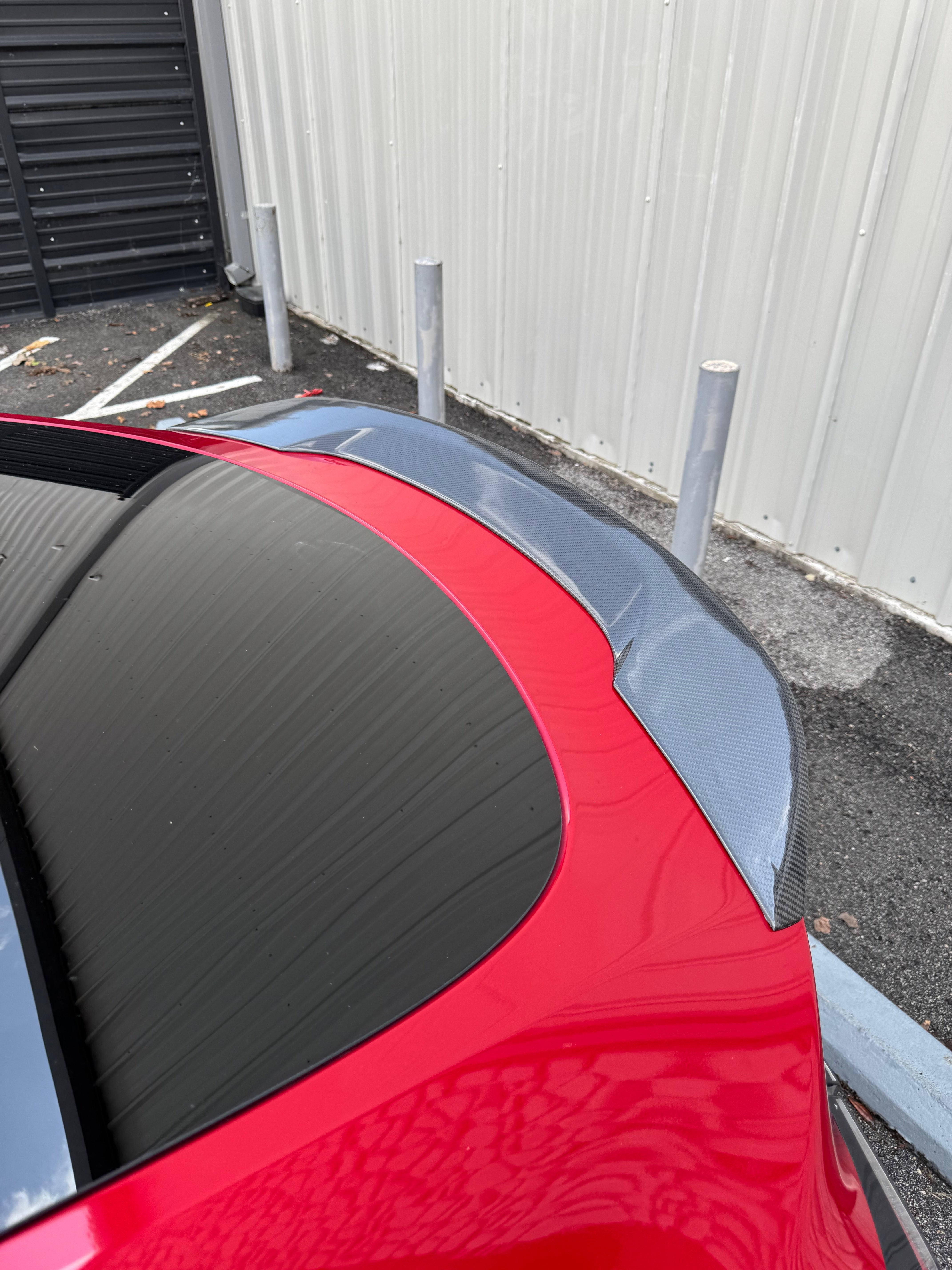 Tesla Model Y Performance AWD Long Range RWD Standard 2020 2021 2023 2024 with Aftermarket Parts - "STARSHIP" Rear Ducktail Spoiler Carbon Fiber / FRP from Robot Craftsman