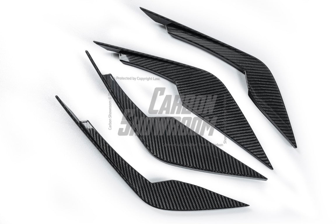 BMW M3 / M3C G80/G81 2021 2022 2023 2024 & M4 / M4C G82/G83 2021 2022 2023 2024 with Aftermarket Parts - Front Canards Pre-preg Carbon Fiber from TAKD Carbon