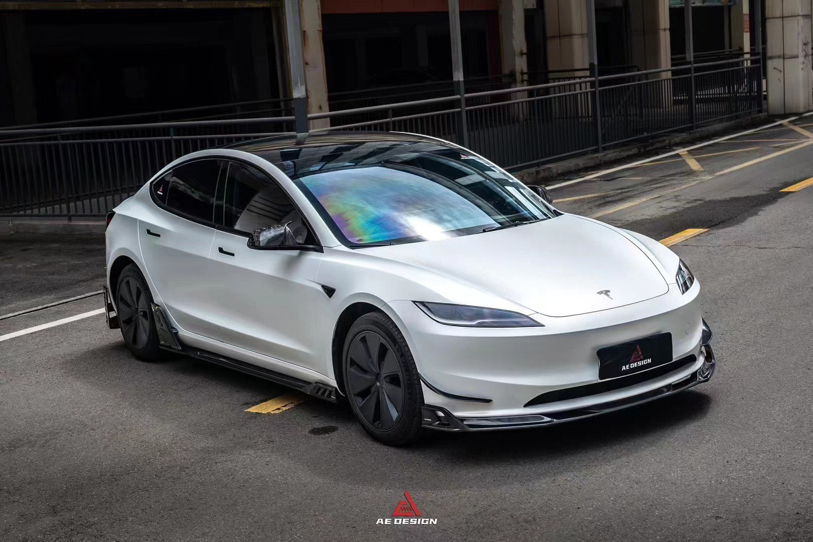 Tesla Model 3 Highland / Performance 2024-ON with Aftermarket Parts - AE Style Side Skirts & Canards Carbon Fiber from?ArmorExtend