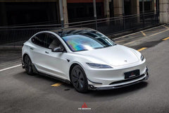 Tesla Model 3 Highland / Performance 2024-ON with Aftermarket Parts - AE Style Side Skirts & Canards Carbon Fiber from?ArmorExtend