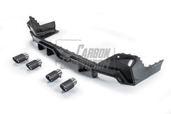 BMW 5 Series 530 540 (with M-package bumper, does not fit base model) G60 G61 2024-ON with Aftermarket Parts - V1 Style Rear Diffuser (Quad Exhaust Tips Included) Pre-preg Carbon Fiber from TAKD Carbon