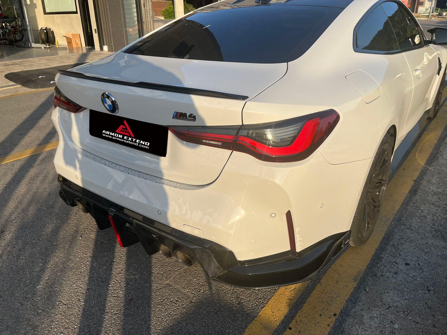 BMW M3 G80 G81 2021 2022 2023 2024 & M4 G82 G83 2021 2022 2023 2024 with Aftermarket Parts - AE V2 Style?Rear Diffuser & Canards Carbon Fiber from ?ArmorExtend