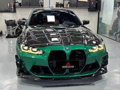 BMW M3 G80 G81 2021 2022 2023 2024 & M4 G82 G83 2021 2022 2023 2024 with Aftermarket Parts - AE V2 Style Front Canards Carbon Fiber from ArmorExtend