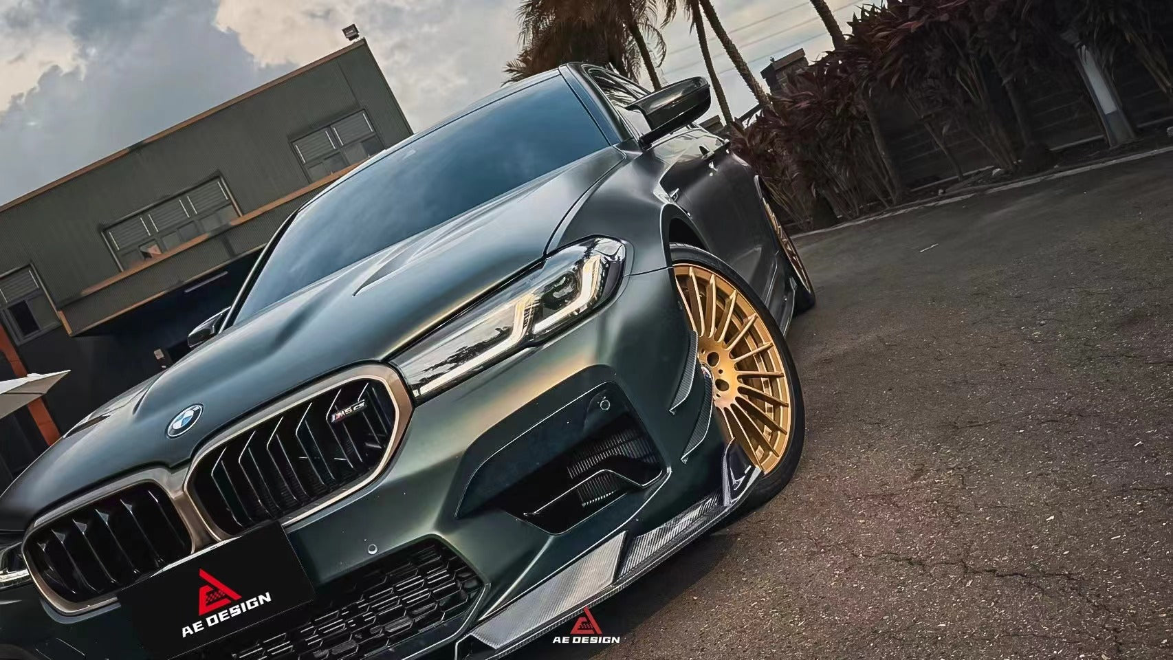 BMW M5 / M5C F90 Pre-LCI 2018 2019 2020 & M5 / M5C F90 LCI 2021 2022 2023 2024 With Aftermarket Parts - AE Lower Lip & Middle Lip?Carbon Fiber from ArmorExtend