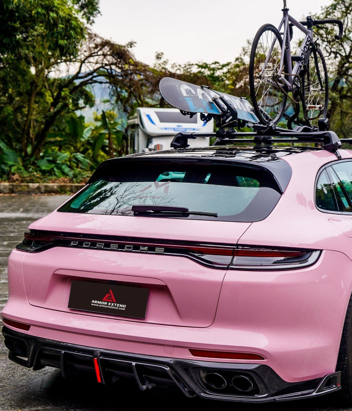Porsche Panamera 971.1 971.2 2017 2018 2019 2020 2021 2022 2023 2024 with Aftermarket Parts - AE Rear Diffuser?Carbon Fiber?from?ArmorExtend