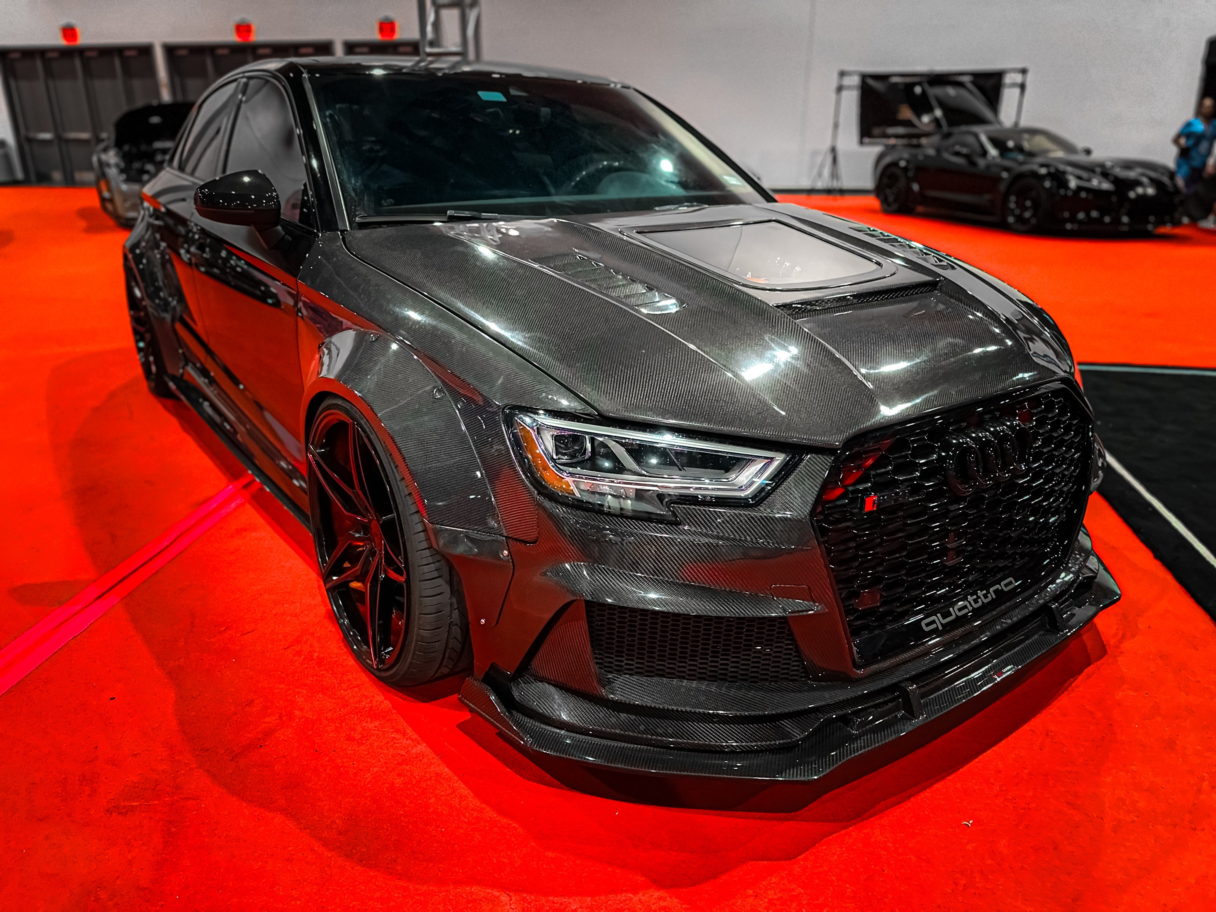 Audi S3 A3 8V.5 2017 2018 2019 2020 with Aftermarket Parts - Front Bumper Pre-preg Carbon Fiber from Karbel Carbon