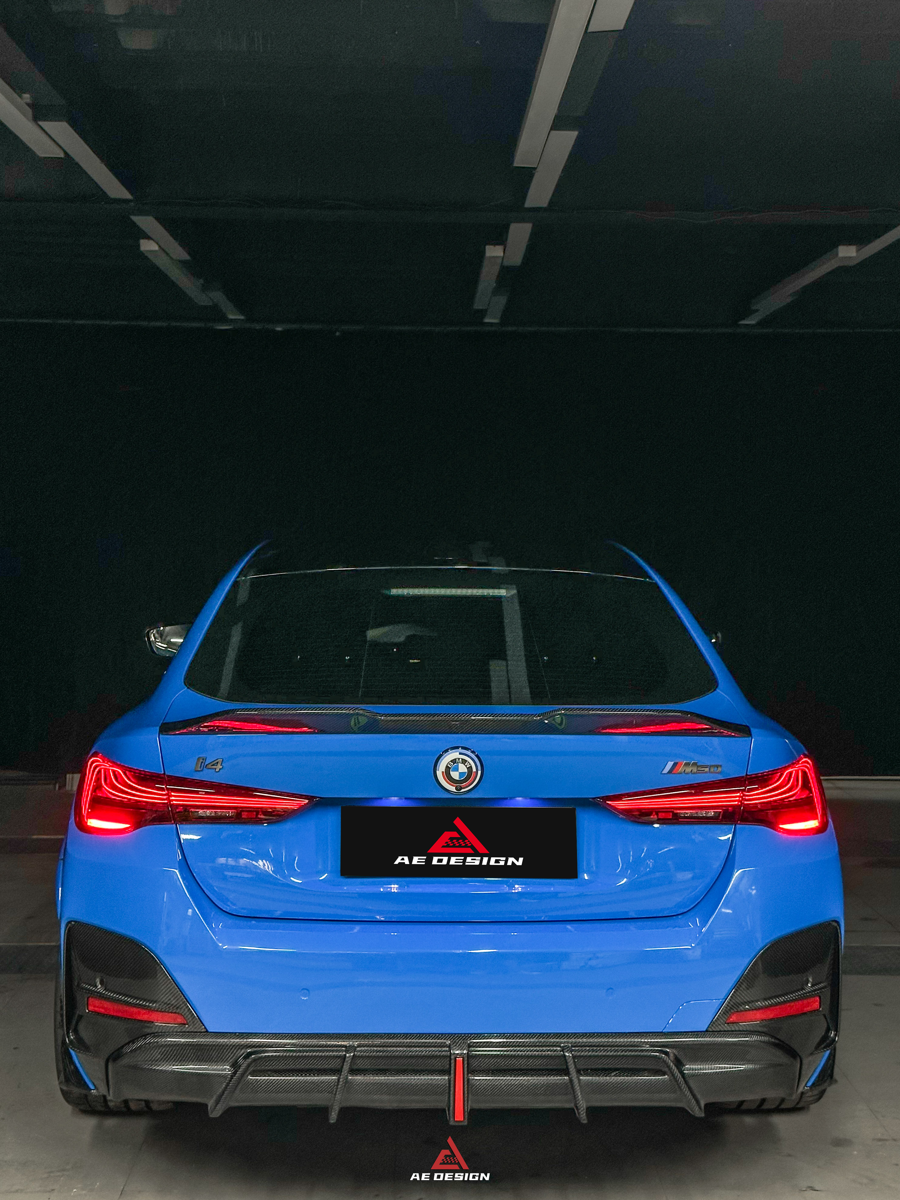 BMW I4 M50 / e Drive 40 G26 2022-ON & 4 Series Gran Coupe M440i 430i  G26 2022-ON (with M-package bumper, does not fit base model) with Aftermarket Parts - AE Style Rear Diffuser & Canards Carbon Fiber from ArmorExtend
