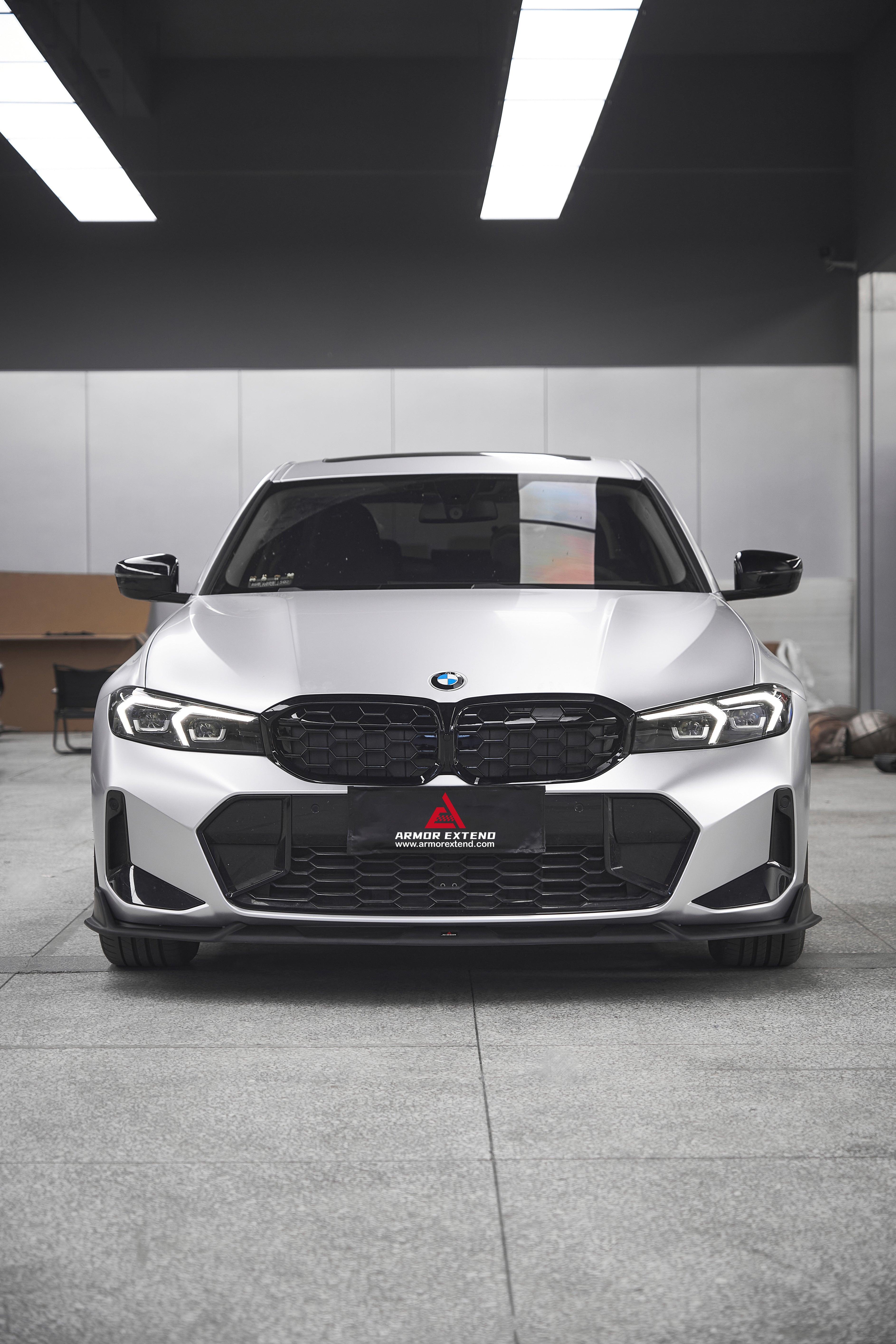 BMW 3 Series 330i (With M-Package Bumper, does not fit base model) M340i LCI G20 G21 2023 2024 with Aftermarket Parts - Plustic Style Front Lip ABS from?ArmorExtend