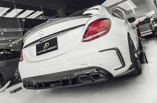 Aero Republic Carbon Fiber Rear Bumper Canards for Mercedes Benz 2015-21 W205 C300 C43 C63 C63S AMG Sedan 4 Door