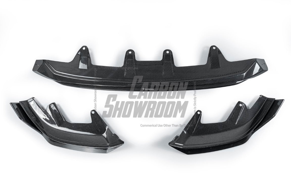 BMW 5 Series 530 540 (with M-package bumper, does not fit base model) & i5 e/x Drive40 (with M-package bumper, does not fit base model) M60 G60 G61 2024-ON with Aftermarket Parts - V1 Style Front Lip Pre-preg Carbon Fiber from TAKD Carbon