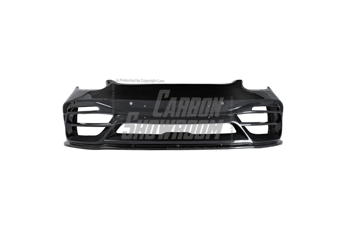 Porsche 718 Cayman / Boxster / GTS 2017-ON with Aftermarket Parts - Front Bumper & Lip Pre-preg Carbon Fiber from TAKD Carbon