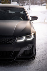 BMW 3 Series 330i (with M-package bumper, does not fit base model) M340i G20 Pre-LCI 2019 2020 2021 2022 with Aftermarket Parts - V1 Style Front Lip Pre-preg Carbon Fiber from TAKD Carbon