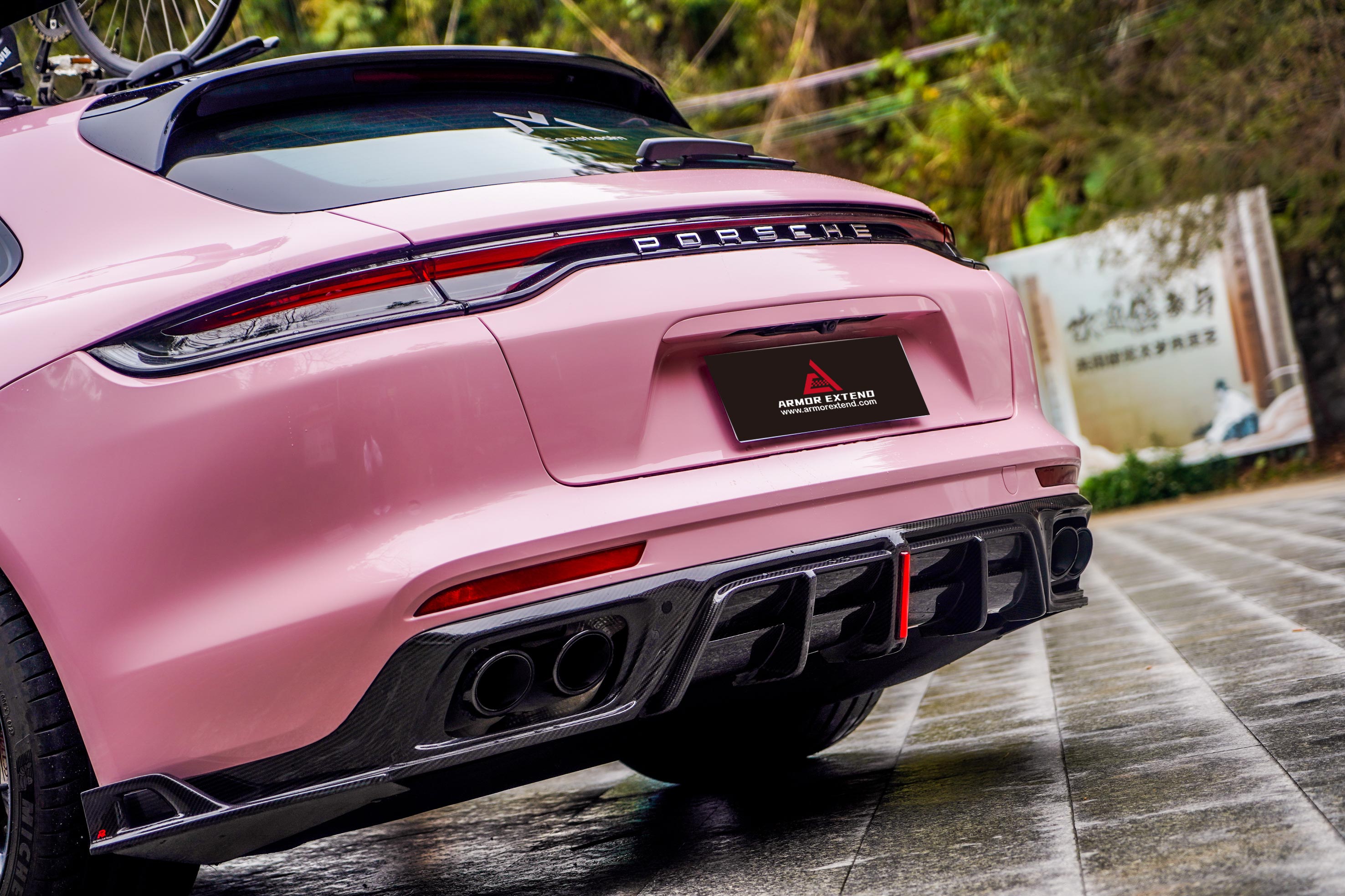 Porsche Panamera 971.1 971.2 2017 2018 2019 2020 2021 2022 2023 2024 with Aftermarket Parts - AE Rear Diffuser?Carbon Fiber?from?ArmorExtend