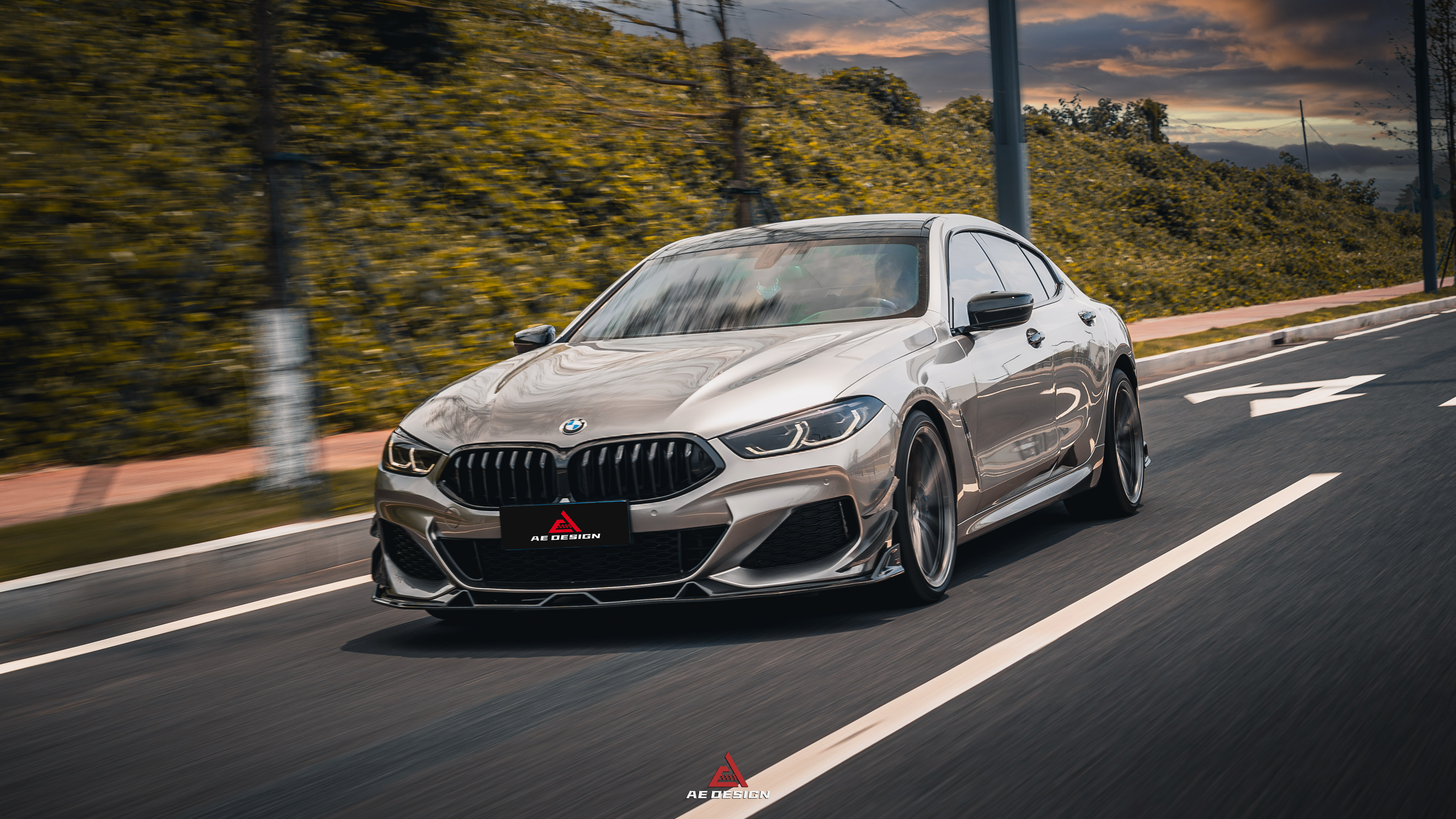 BMW 8 Series M850i 840i (With M-Package Bumper) G14 G15 G16 2018 2019 2020 2021 2022 2023 2024 with Aftermarket Parts - AE Style?Front Canards Carbon Fiber from?ArmorExtend 
