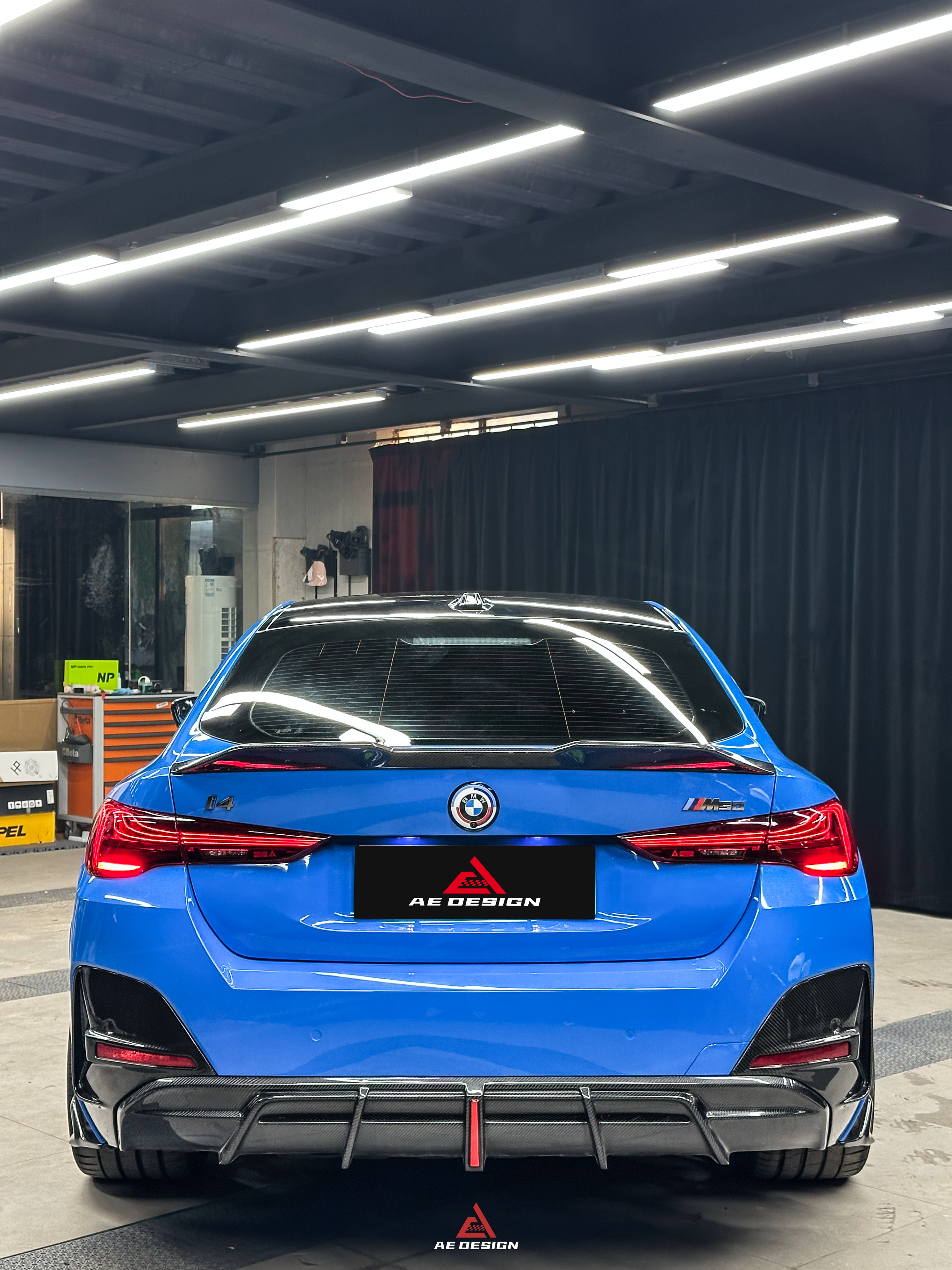BMW I4 M50 / e Drive 40 G26 2022-ON & 4 Series Gran Coupe M440i 430i  G26 2022-ON (with M-package bumper, does not fit base model) with Aftermarket Parts - AE Style Rear Diffuser & Canards Carbon Fiber from ArmorExtend