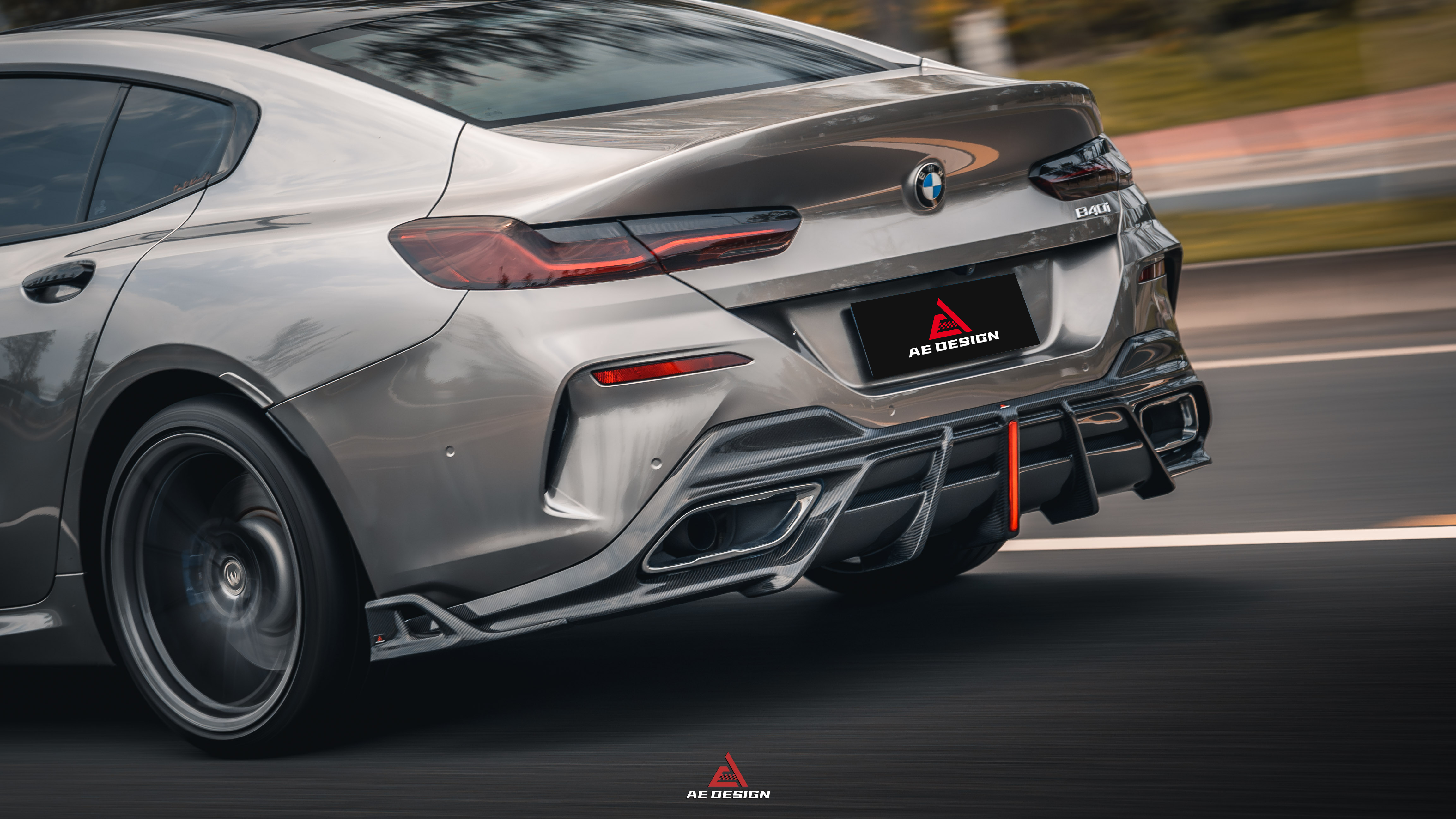 BMW 8 Series M850i 840i (With M-Package Bumper) G14 G15 G16 2018 2019 2020 2021 2022 2023 2024 with Aftermarket Parts - AE Rear Diffuser & Canards?Carbon Fiber from?ArmorExtend