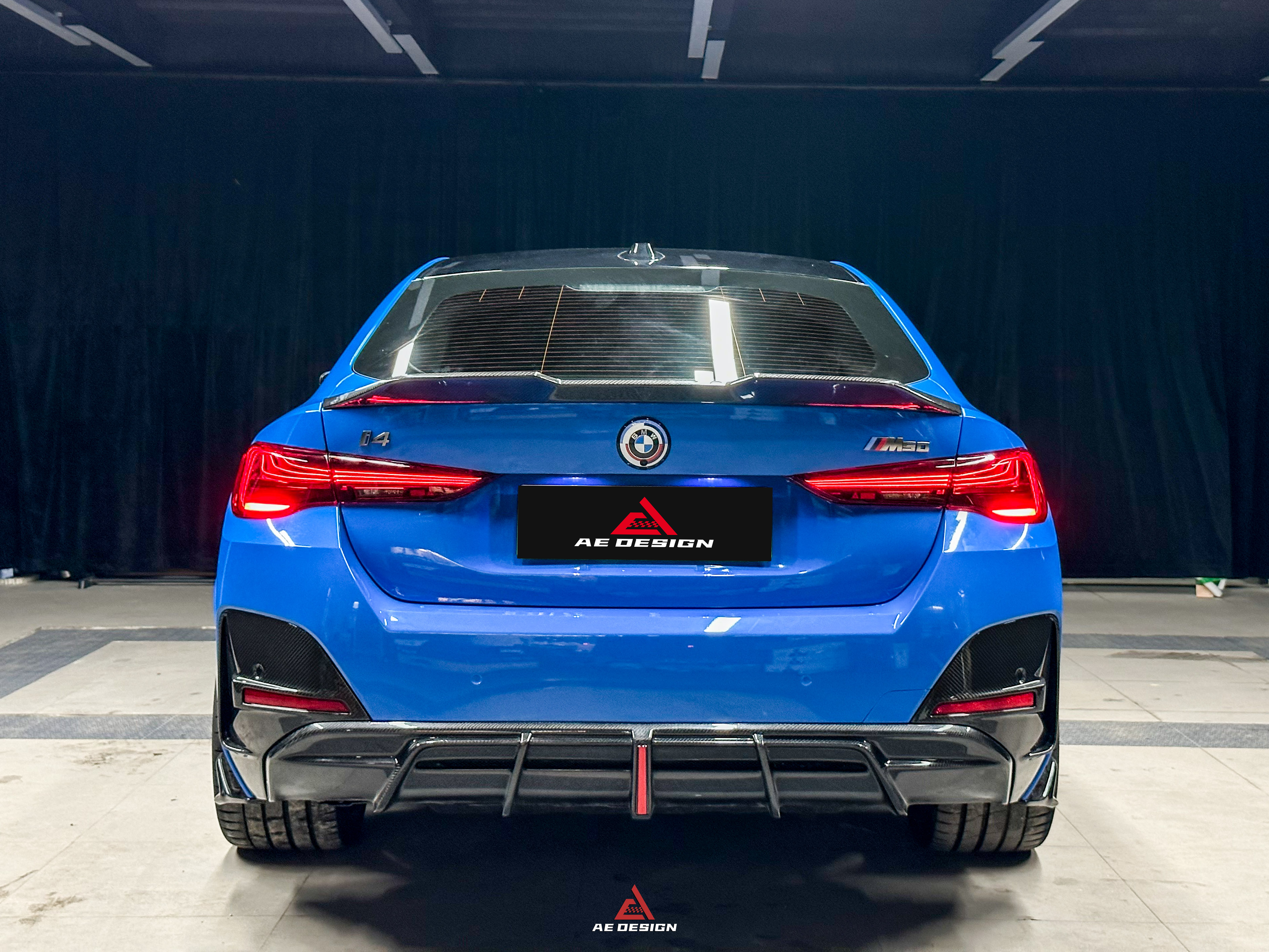 BMW I4 M50 / e Drive 40 G26 2022-ON & 4 Series Gran Coupe M440i 430i  G26 2022-ON (with M-package bumper, does not fit base model) with Aftermarket Parts - AE Style Rear Diffuser & Canards Carbon Fiber from ArmorExtend