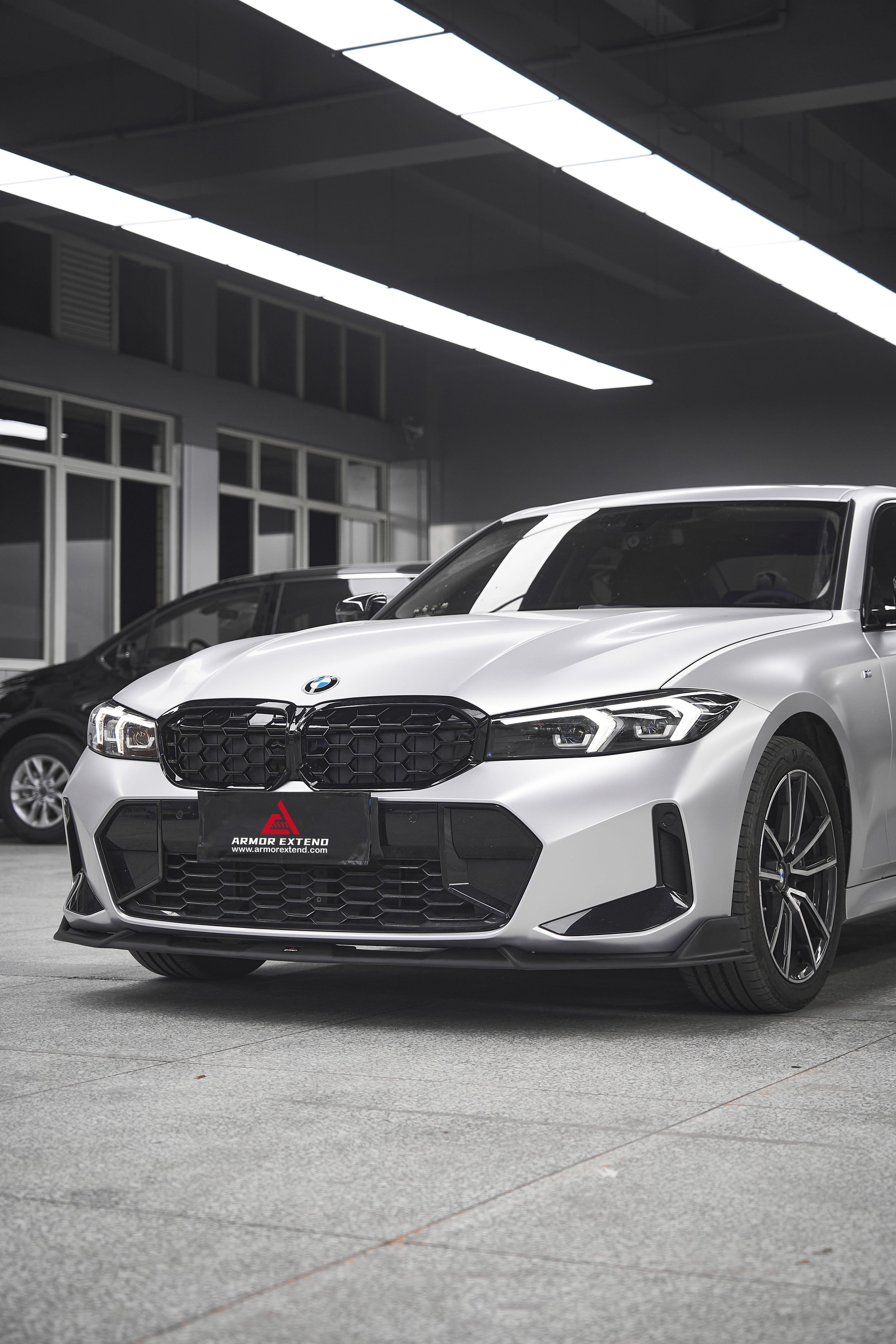 BMW 3 Series 330i (With M-Package Bumper, does not fit base model) M340i LCI G20 G21 2023 2024 with Aftermarket Parts - Plustic Style Front Lip ABS from?ArmorExtend