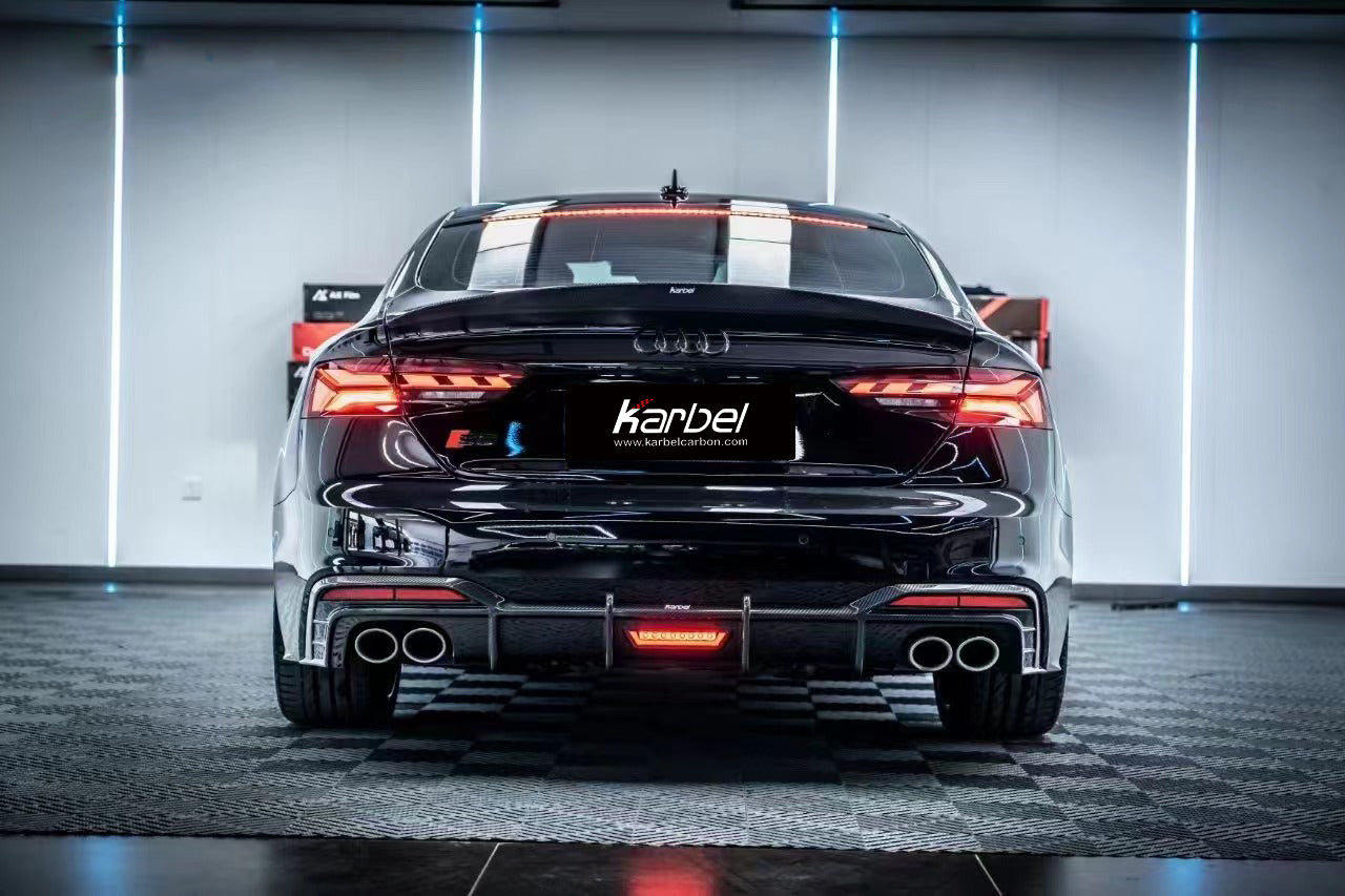 Audi S5 A5 (with s-line bumper, does not base model) B9.5 2020 2021 2022 2023 2024 with Aftermarket Parts - Rear Diffuser Pre-preg Carbon Fiber from Karbel Carbon