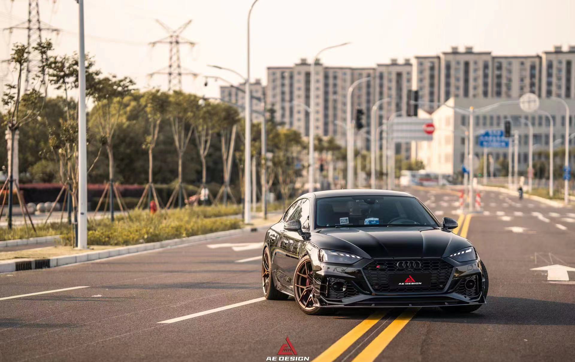 Audi RS5 B9.5 2020 2021 2022 2023 2024?with Aftermarket Parts - AE Style Front Lip Carbon Fiber from ArmorExtend