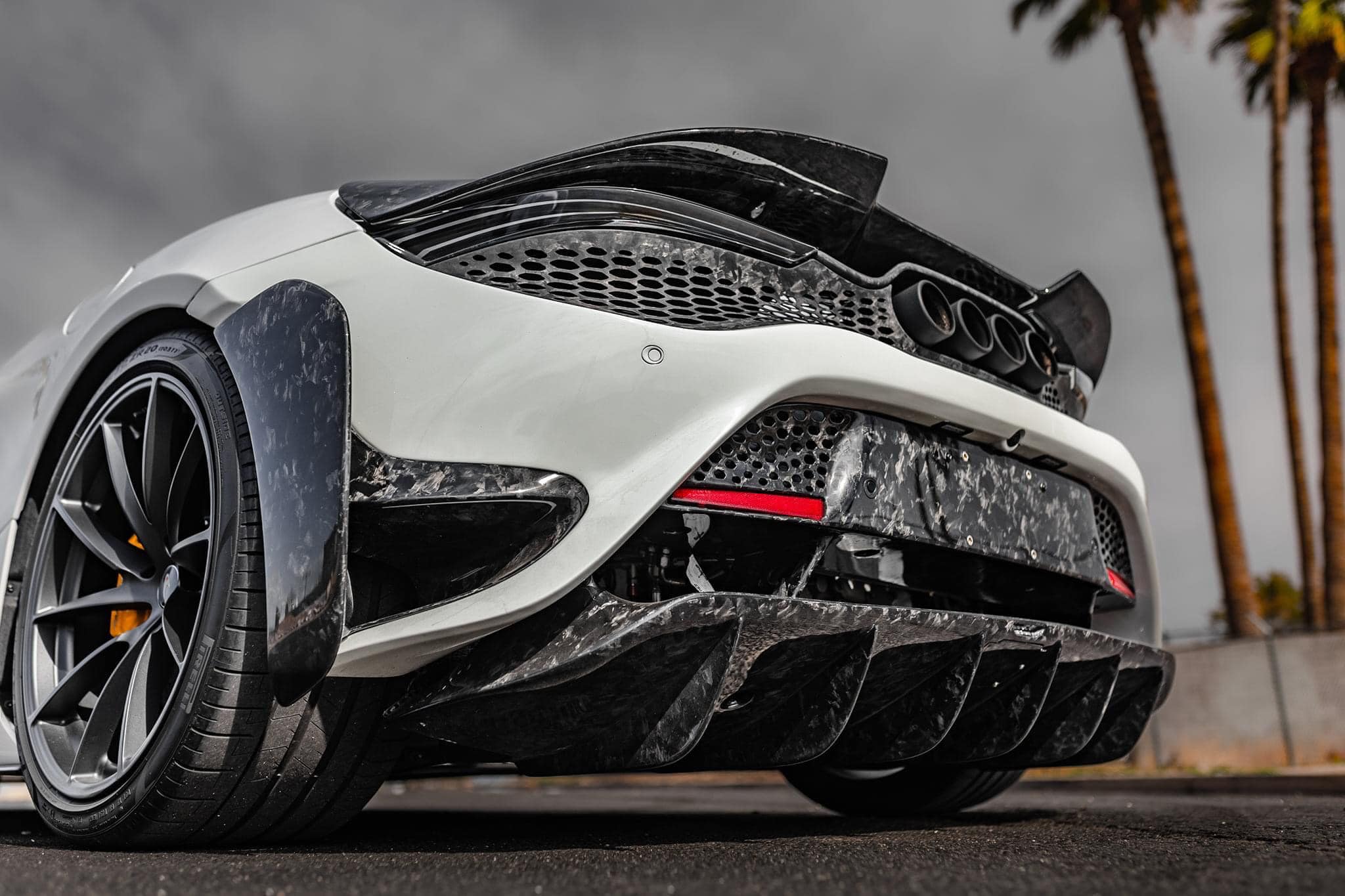 McLaren 720S 2018 2019 2020 2021 2022 2023 with Aftermarket Parts -?765LT Rear Bumper Set?Conversion Kit Pre-preg Carbon Fiber / FRP from Aero Republic