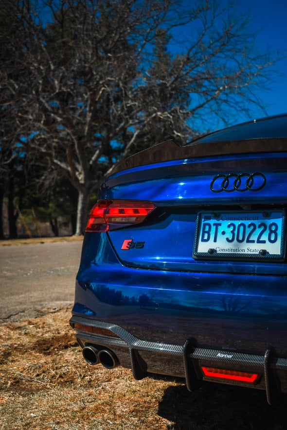 Audi S5 A5 (with s-line bumper, does not base model) B9.5 2020 2021 2022 2023 2024 with Aftermarket Parts - Rear Diffuser Pre-preg Carbon Fiber from Karbel Carbon
