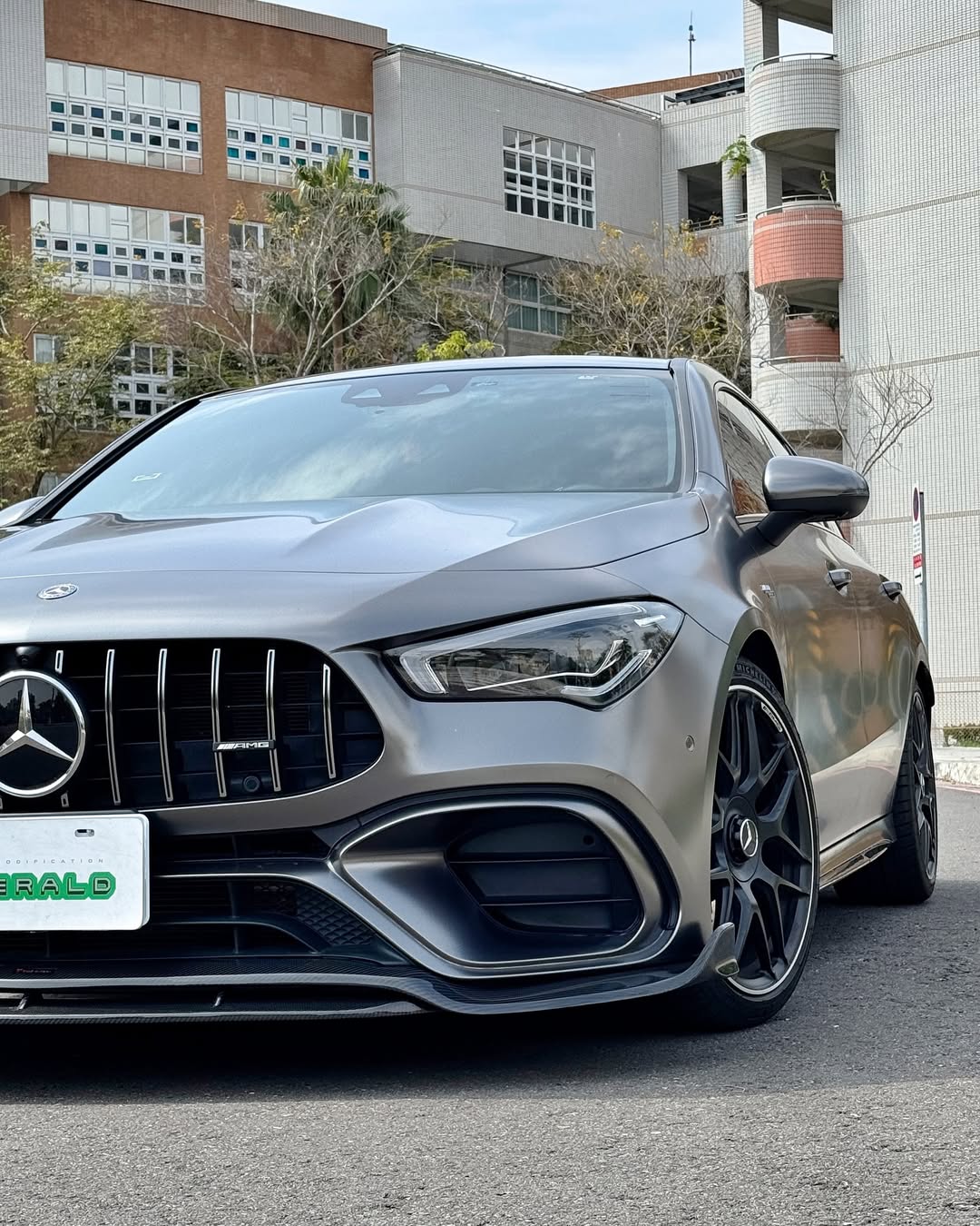 Mercedes Benz CLA45 (Does not fit CLA45s) C118 2020 2021 2022 2023 2024 with Aftermarket Parts - V1 Style Front Lip Pre-preg Carbon Fiber from TAKD Carbon