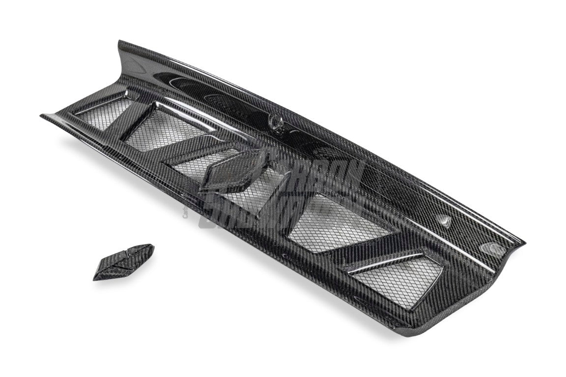 Ford Mustang Ecoboost V6 GT March1 Bullitt S550.1 S550.2 2015 2016 2017 2018 2019 2020 2021 2022 2023 with Aftermarket Parts - "DAWN & DUSK" Trunk Deck Lid Back Cover with Wooden Boat Badge Carbon Fiber / FRP from Robot Craftsman
