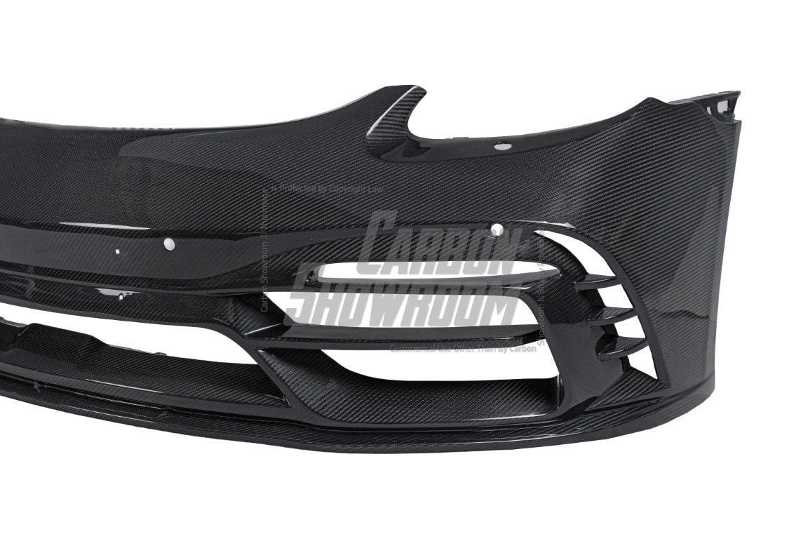 Porsche 718 Cayman / Boxster / GTS 2017-ON with Aftermarket Parts - Front Bumper & Lip Pre-preg Carbon Fiber from TAKD Carbon