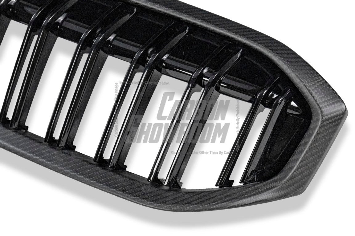 BMW 3 Series 330i M340i LCI G20 G21 2023-ON with Aftermarket Parts - Grill Pre-preg Carbon Fiber from TAKD Carbon