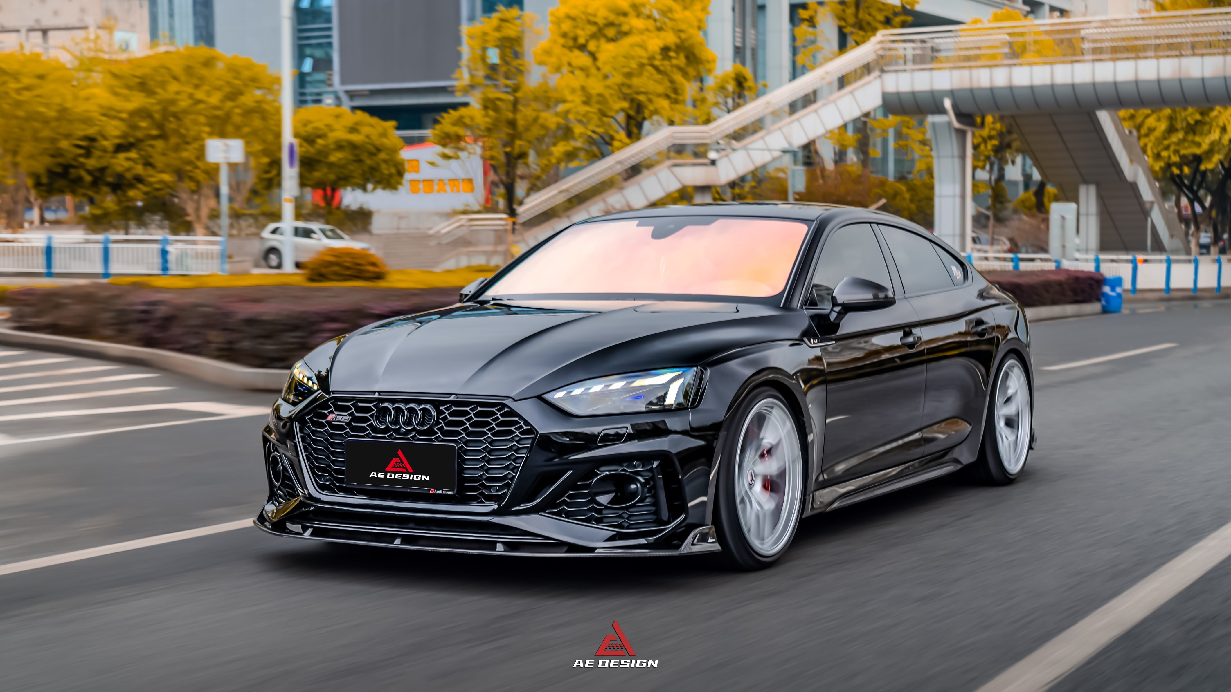 Audi RS5 B9.5 2020 2021 2022 2023 2024?with Aftermarket Parts - AE Style Front Lip Carbon Fiber from ArmorExtend