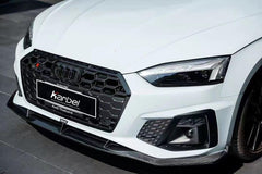 Audi S5 A5 (with s-line bumper, does not base model) B9.5 2020 2021 2022 2023 2024 with Aftermarket Parts - V2 Style Front Lip Pre-preg Carbon Fiber from Karbel Carbon