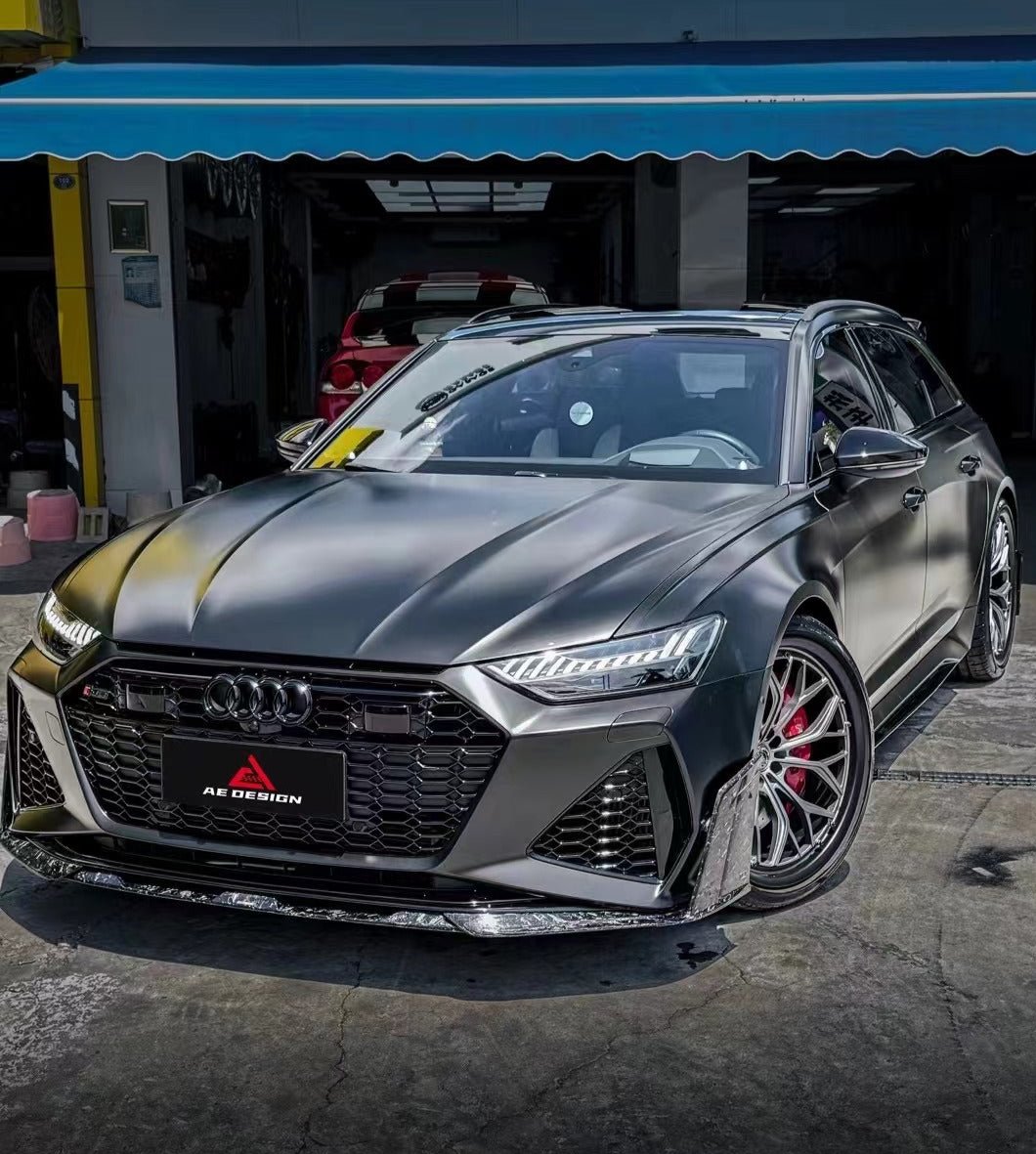 Audi RS6 C8 2020 2021 2022 2023 2024 & RS7 C8 2020 2021 2022 2023 2024 with Aftermarket Parts - AE Front Lip?Pre-Preg Carbon Fiber?from?ArmorExtend