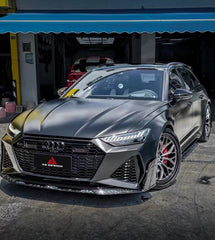 Audi RS6 C8 2020 2021 2022 2023 2024 & RS7 C8 2020 2021 2022 2023 2024 with Aftermarket Parts - AE Front Lip?Pre-Preg Carbon Fiber?from?ArmorExtend
